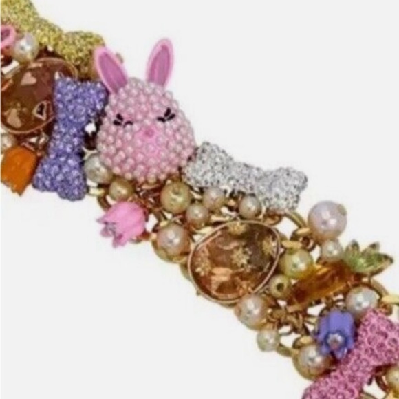 BETSEY JOHNSON Easter Spring Holiday Bunny Rabbit Egg Fun Charm Bracelet NEW NWT - Picture 13 of 16